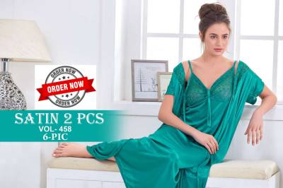 SHINKER SATIN 2 PCS GOWN NIGHTY VOL.PC-458 BY SUMMER SPECIAL DESIGNER SATIN GOWN NIGTY  WHOLESALER IN INDIA